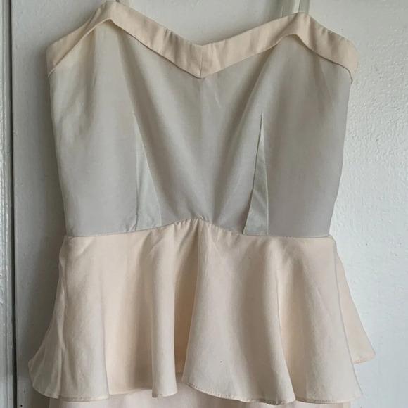 H&M Peplum Two Toned Blush Pastel Pink Cream Dress Adjustable Straps Size 2 - Picture 3 of 16